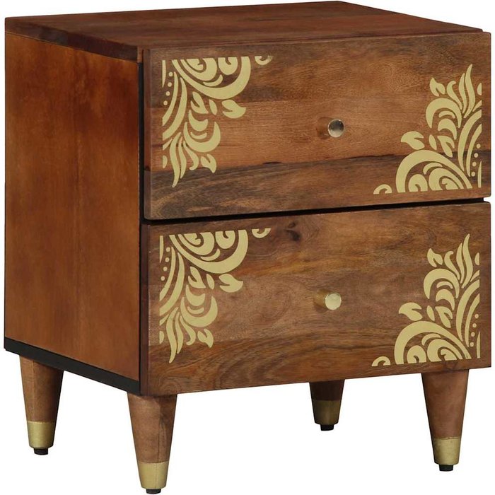 Mesita de noche con cajón, color miel, 40 x 33 x 46 cm