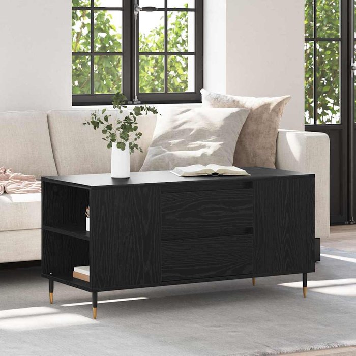 Vidaxl mesa de café with drawer roble negro 102 x 44.5 x 50 cm