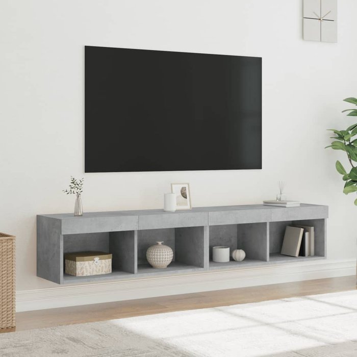 Muebles de tv con luces led 2 piezas gris hormigón 80x30x30 cm