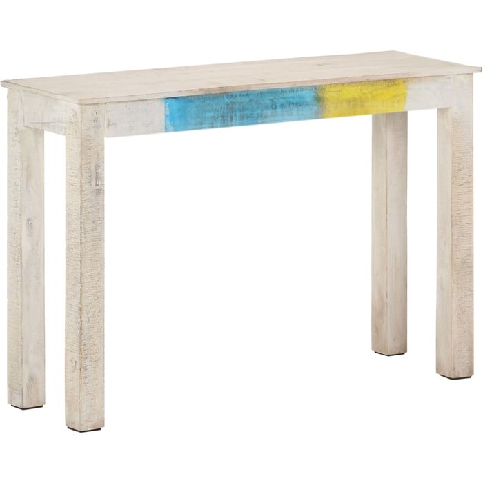 Mesa consola de madera de mango rugosa blanca 115x35x77 cm