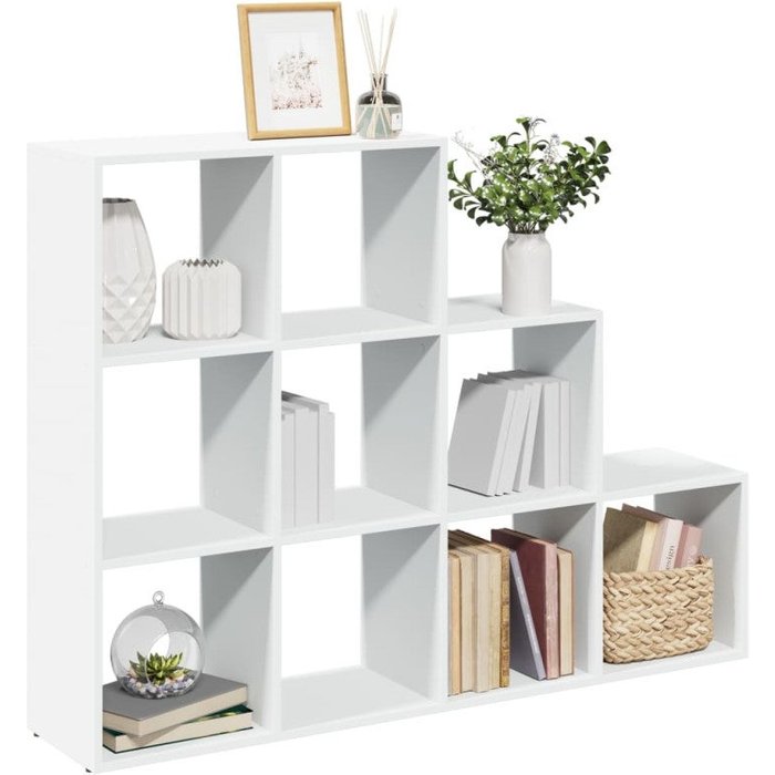 Librería divisora 3 niveles madera blanca 137,5x29x103,5 cm vidaxl