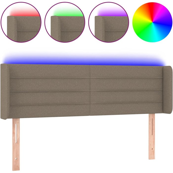 Cabecero con led de tela gris taupe 147x16x78/88 cm - comfortxl