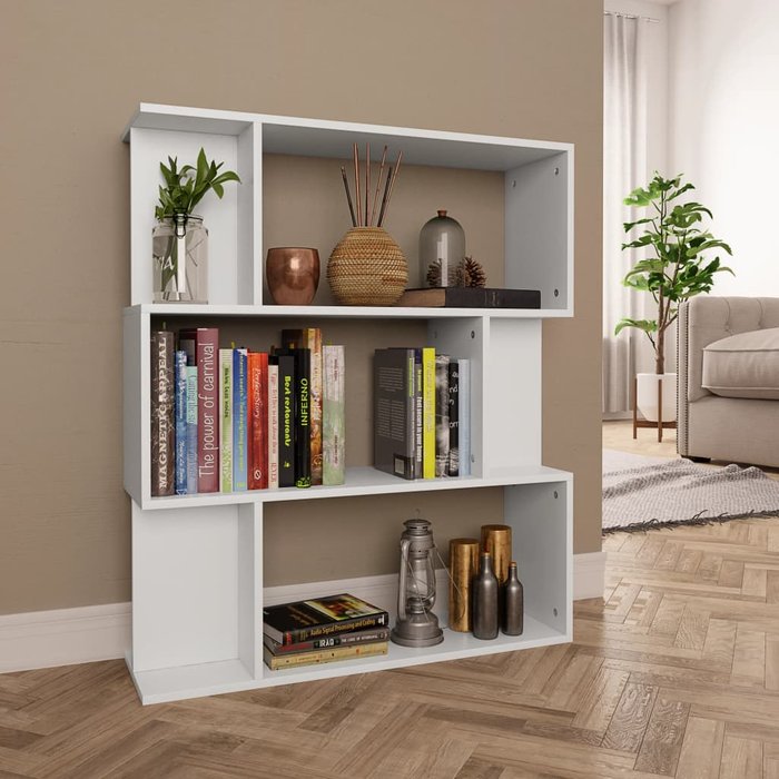 Librería/separador blanco 80x24x96 cm madera contrachapada