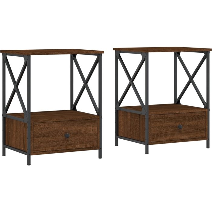 Mesitas noche 2 uds madera ingeniería marrón roble 50x41x65 cm - comfortxl