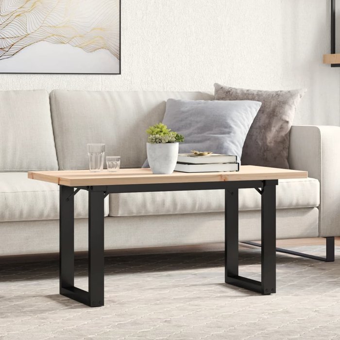 Mesa de centro marco o madera maciza pino y acero 100x50x45,5cm vidaxl