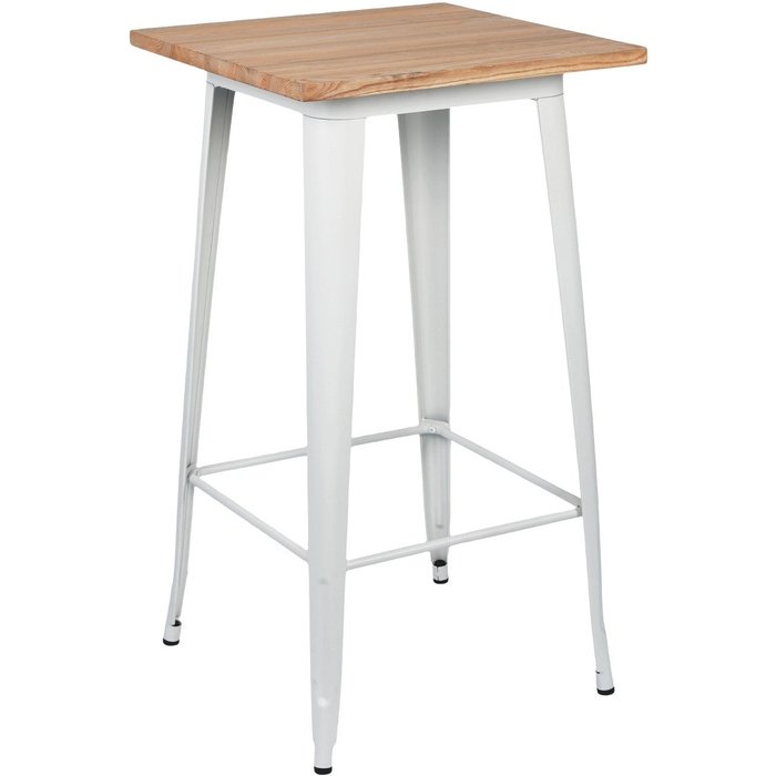 Mesa alta industrial cuadrada de madera y acero 60x60x105cm 7house