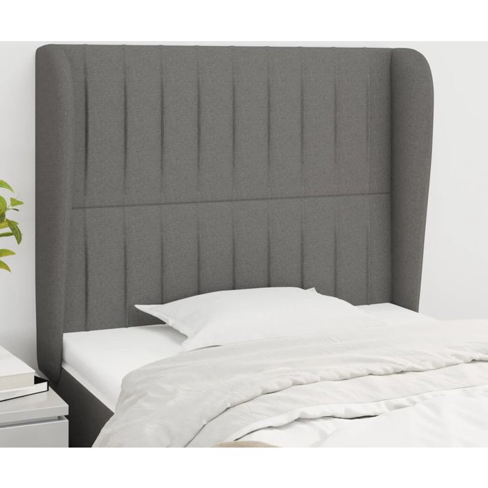 Cabecero con orejas de tela gris oscuro 103x23x118/128 cm vidaxl