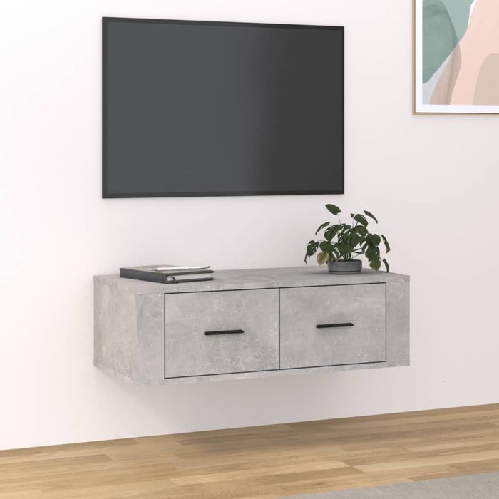 Maison exclusive - mueble de tv colgante madera gris hormigón 80x36x25 cm