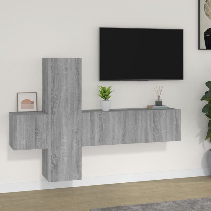 Vidaxl set de muebles para tv 3 pzas madera contrachapada gris sonoma