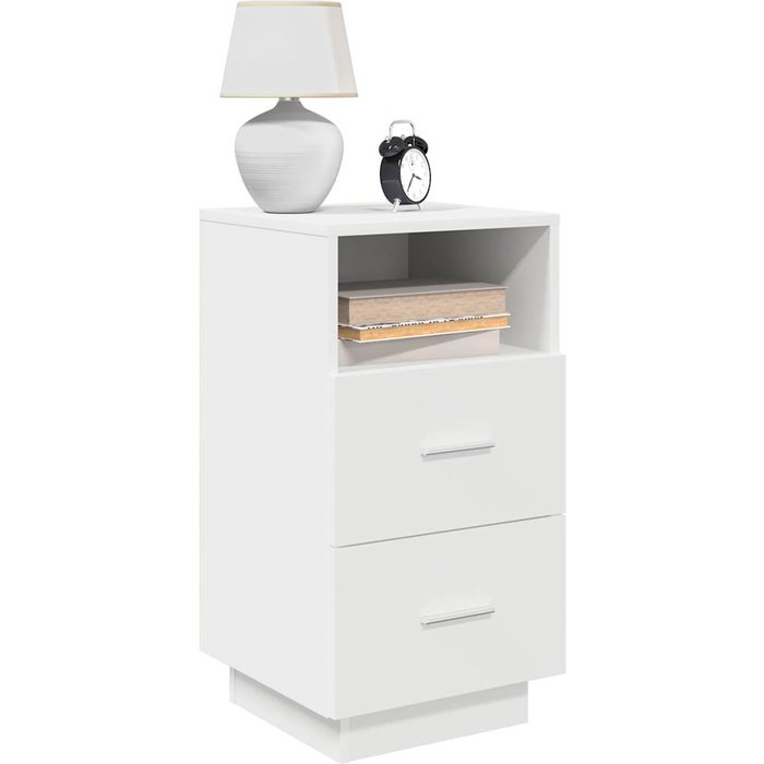 Mesita de noche con 2 cajones blanca 36x36x68 cm