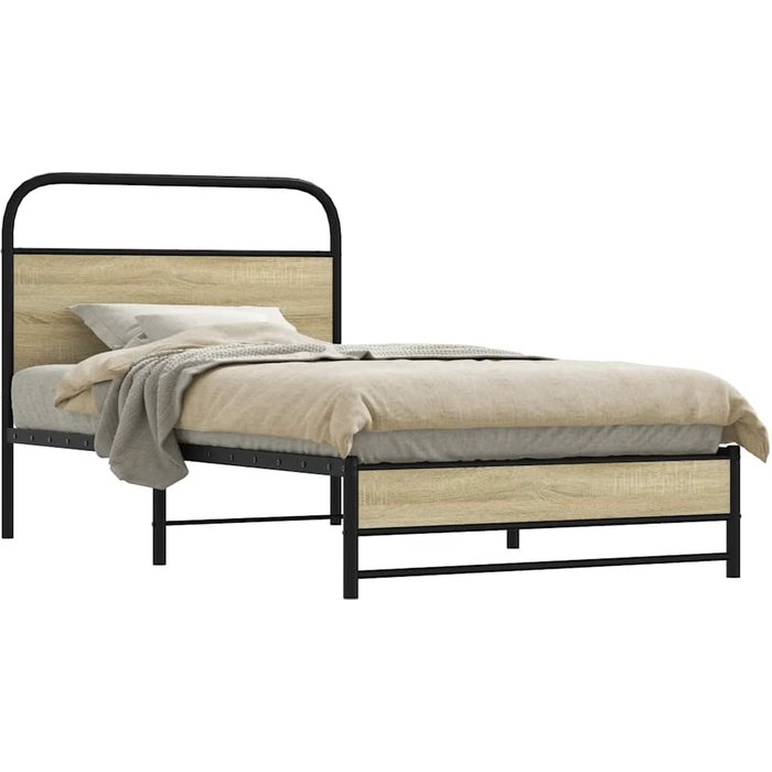 Estructura de cama sin colchón 100x190 cm madera roble sonoma vidaxl