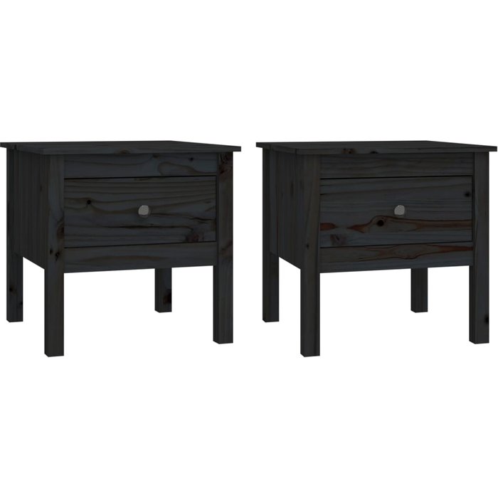 Mesa auxiliar 2 uds de madera maciza de pino negro 50x50x49 cm - comfortxl
