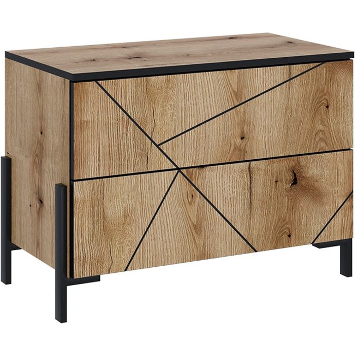 Vicco mesilla de noche hatto, roble, 78 x 55.2 cm con 2 cajones