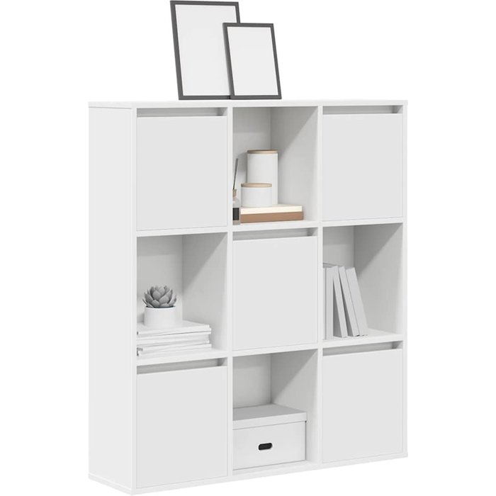 Librería blanca, 89x24x101,5 cm, madera de ingeniería. - pangivo