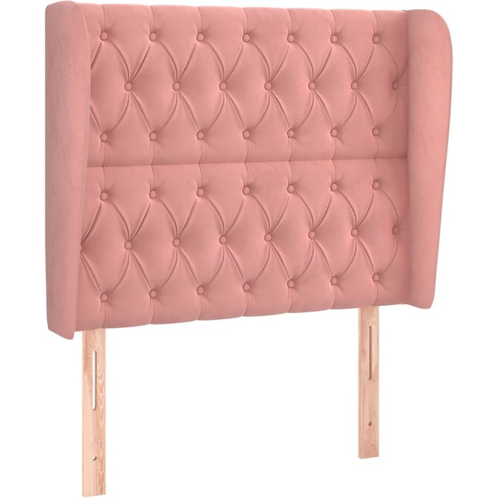 Cabecero cama - mueble cabecero con orejas de terciopelo rosa 93x23x118/128 cm