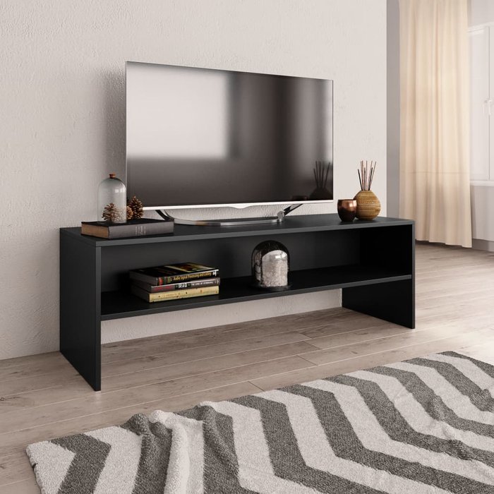 Mueble para tv madera contrachapada negro 120x40x40 cm