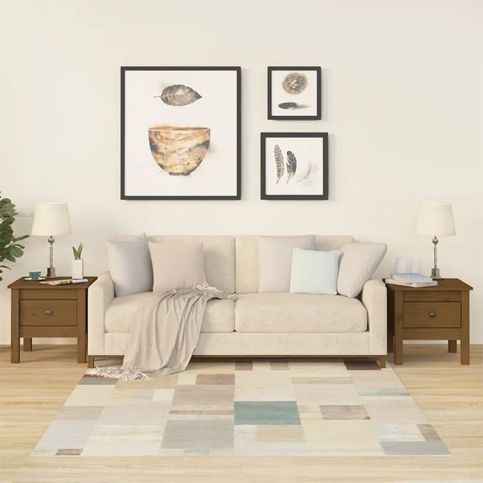 Mesas auxiliares 2uds marrón miel 40x40x39cm madera maciza de pino