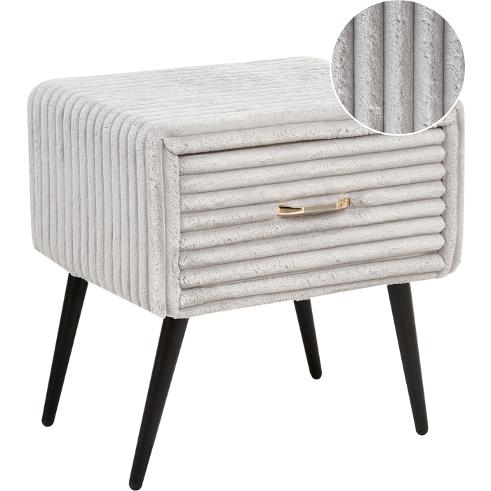 Beliani mesita de noche 1 cajón flayat pana gris claro