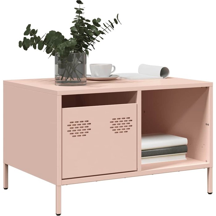 Mesa de centro rosa 68,5x50x43,5 cm acero laminado en frío