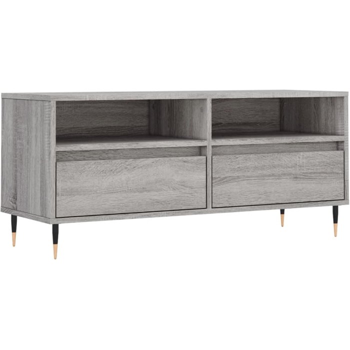 Mueble de tv sonoma de contrachapado gris 100x34,5x44,5 cm - comfortxl