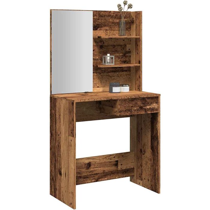 Tocador con espejo, madera vieja, 74,5x40x141 cm