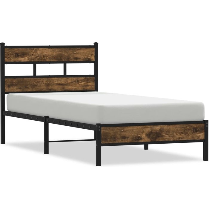 Estructura cama con cabecero sin colchón roble sonoma 75x190 cm — comfortxl
