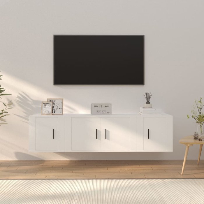 Vidaxl set de muebles de tv 3 piezas madera contrachapada blanco