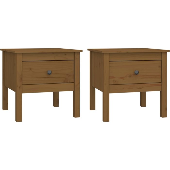 Mesa auxiliar 2 uds madera maciza pino marrón miel 50x50x49 cm - comfortxl