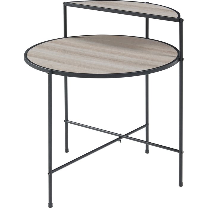 Mesa auxiliar redonda con estante de metal 68 x 62 cm mdf gris 03_0010953