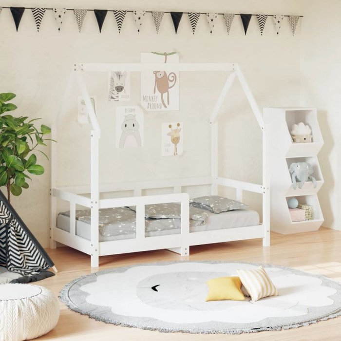 Vidaxl estructura de cama para niños madera de pino blanco 70x140 cm