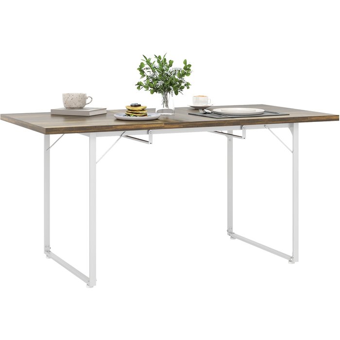 Mesa extensible 4-6 personas 120-160x80cm madera blanco cocina comedor