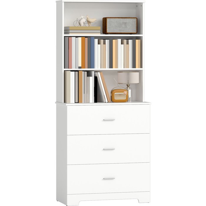 Estantería 6 niveles 3 cajones blanca 79x39,5x182cm - salón oficina