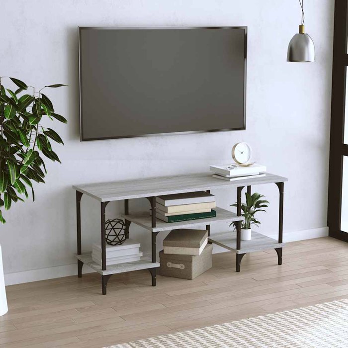 Mueble de tv sonoma gris 102x35x45,5 cm madera de ingeniería