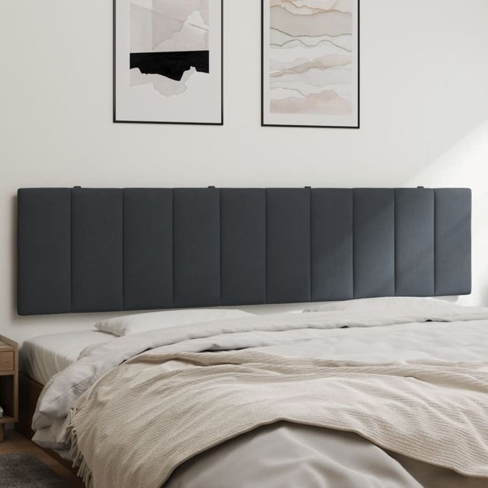 Cabecero de cama acolchado hanko terciopelo gris oscuro 200 cm