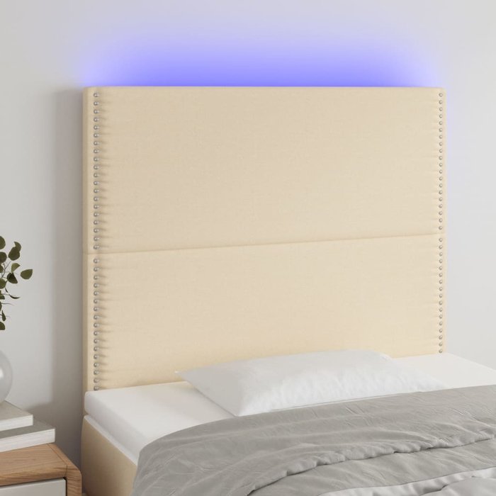 Cabecero led crema 90x5x118/128 cm tela - comfortxl