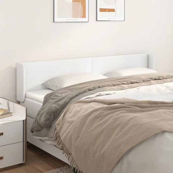 Cabecero con orejas blanco 163x16x78/88 cm polipiel