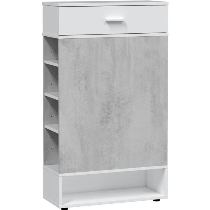 Zapatero 1 cajón multiusos blanco - cemento 67 x 119 x 28 cm