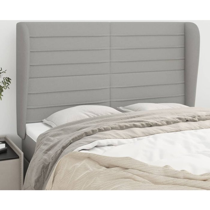 Cabecero con orejas de tela gris claro 147x23x118/128 cm vidaxl