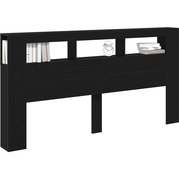 Cabecero con almacenaje y luz led roble negro 200x18,5x103,5 cm cfw82601