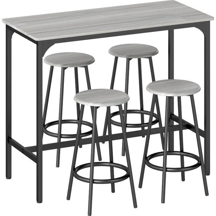 Muebles de bar homcom mdf, metal gris y negro 110x50x89.5 cm 835-890v00gy