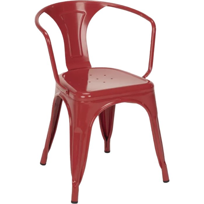 Silla industrial con reposabrazos de acero brillante kuista-color rojo