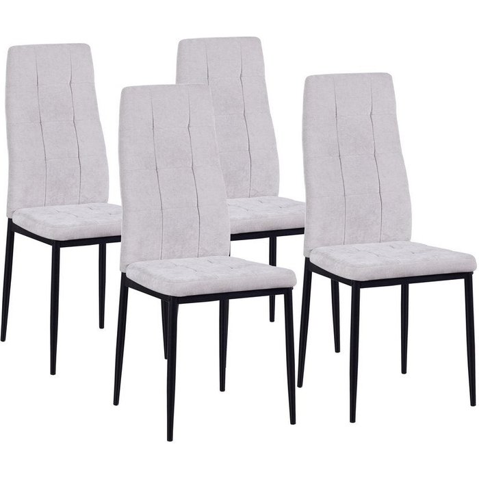 Conjunto de 4 sillas de diseño en tela gris claro 42x52x98 cm