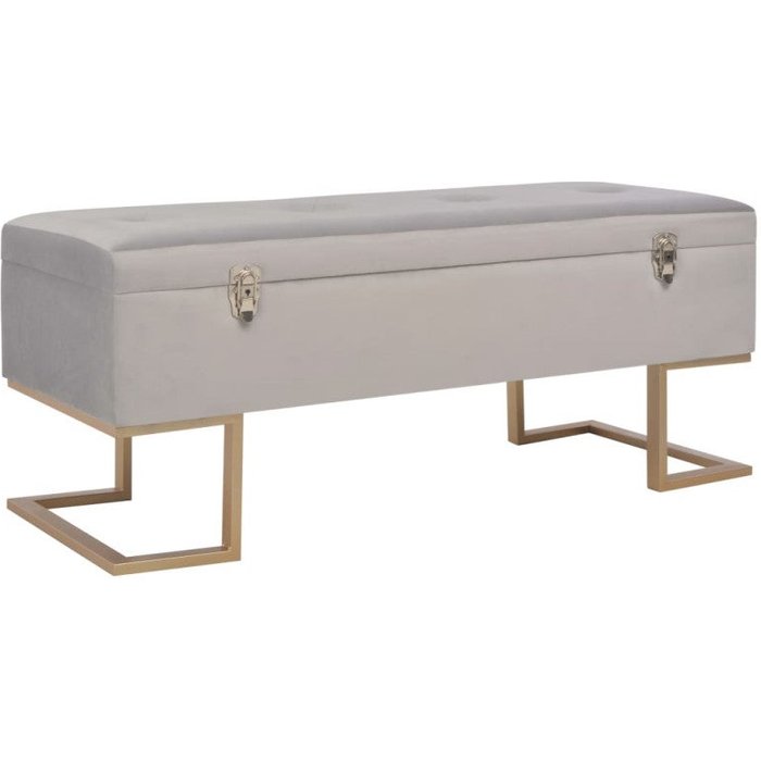 Banco con compartimento 105 cm gris de terciopelo vidaxl