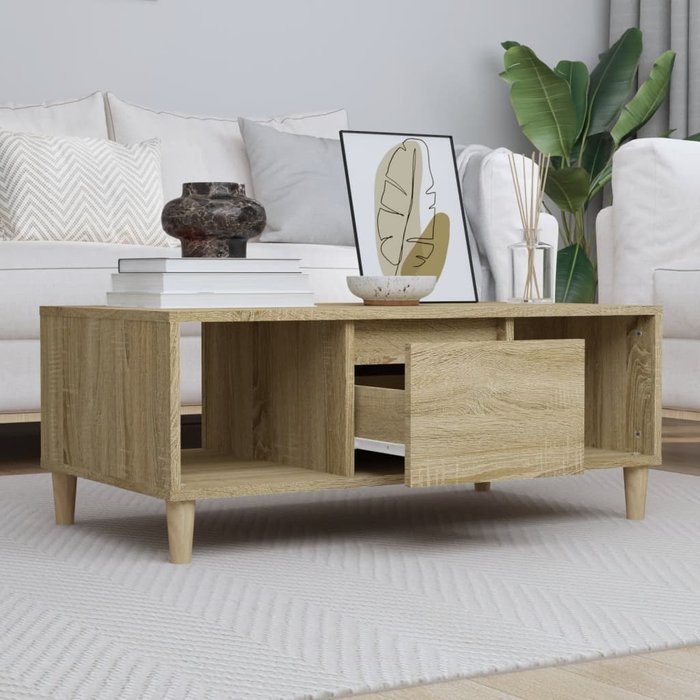 Mesa de centro, roble sonoma, 90x50x36,5 cm, madera de ingeniería.