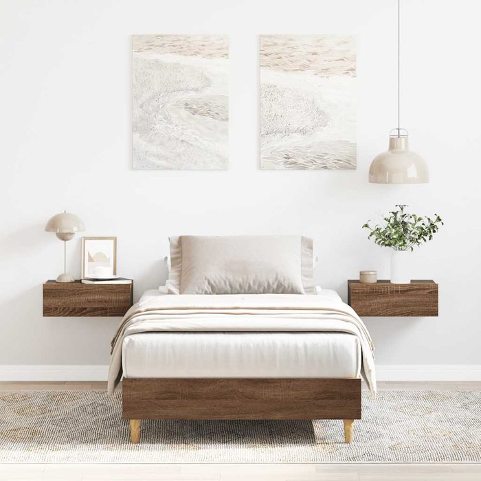 Estructura de cama sin colchón roble marrón 75x190cm madera de ingeniería