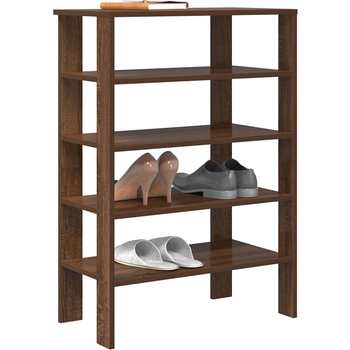 Zapatero de roble marrón, 61x32x87,5 cm, madera de ingeniería.