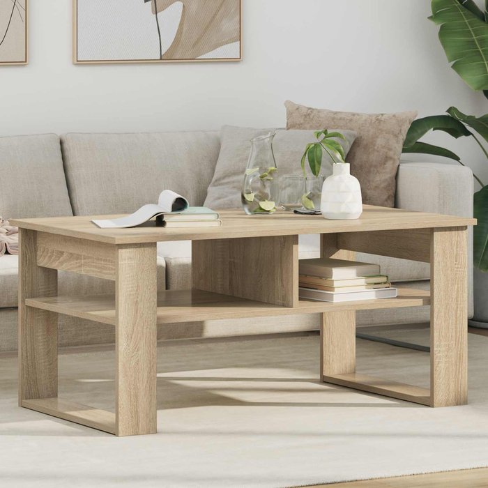 Mesa de centro, roble sonoma, 96 x 54 x 44 cm, madera de ingeniería