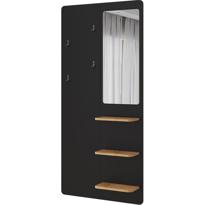 Vicco perchero de pared jochen, negro/roble, 70 x 150 cm con espejo