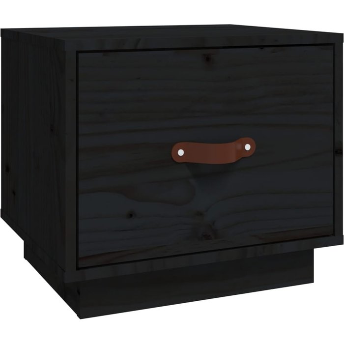 Mesita de noche negra 40x34x35 cm madera maciza de pino