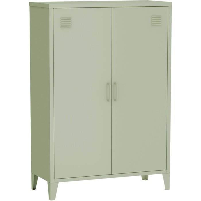 Cómoda/armario industrial de metal con 2 puertas verde claro - 75x33x110 cm